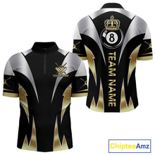 Load image into Gallery viewer, Personalized Crown 8 Ball Billiard Shirt For Men Custom Billiard Tournament Pool Team Jersey |Gold TDM5571
