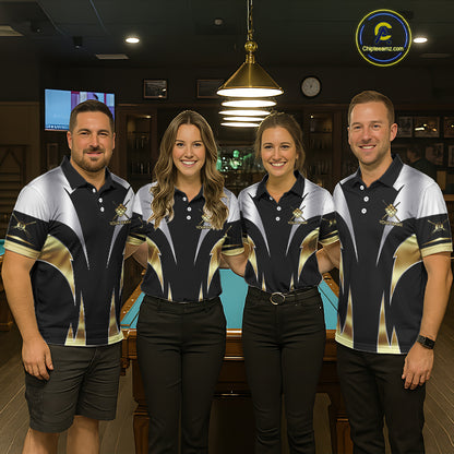 Personalized Crown 9 Ball Billiard Shirt For Women Custom Billiard Tournament Pool Team Jersey |Gold TDM5572
