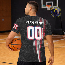 Load image into Gallery viewer, Personalized American Flag Smoke Basketball T Shirt Custom Patriotic Basketball Team Jersey TDM5801