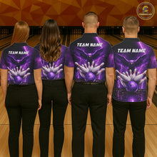Load image into Gallery viewer, Custom Eagle Thunder Lightning Purple Bowling Shirt For Men, Bowling Team Jersey Polo &amp; 1/4 Zip TDM6188