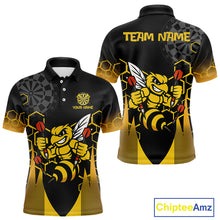 Load image into Gallery viewer, Personalized Yellow Black Funny Bee Darts Shirt For Men Custom Darts Jersey Outfit Polo &amp; 1/4 Zip TDM4681