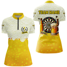 Load image into Gallery viewer, Personalized Yellow Funny Darts And Beer Women Dart Shirts, Drinking Darts Team Jerseys, Dart Gifts TDM2609