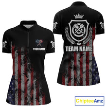Load image into Gallery viewer, Customized American Flag Smoke Darts Shirt For Women, Patriotic Darts Jersey Team Polo &amp; 1/4 Zip TDM4887