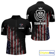 Load image into Gallery viewer, Customized American Flag Smoke Darts Shirt For Men, Patriotic Darts Jersey Team Polo &amp; 1/4 Zip TDM4887