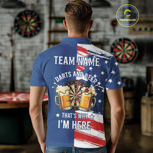 Load image into Gallery viewer, Darts And Beer That&#39;s Why I&#39;m Here Funny Dart Shirt For Men Custom Patriotic US Flag Dart Jersey TDM4888