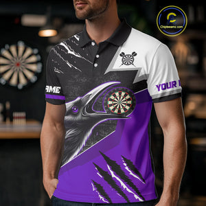 Personalized Raven Darts Shirt For Men Custom Black And Purple Gothic Darts Team Jersey TDM5092