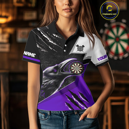 Personalized Raven Darts Shirt For Women Custom Black And Purple Gothic Darts Team Jersey TDM5092