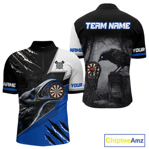 Personalized Raven Darts Shirt For Men Custom Black And Blue Gothic Darts Team Jersey TDM5093