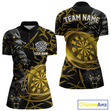 Load image into Gallery viewer, Personalized Wolf Dart Shirts For Women Custom Lights Dartboard Darts Team Jerseys |Gold TDM5094