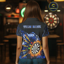 Load image into Gallery viewer, Personalized Blue Dartboard Fire Marble Darts Shirt For Women Custom Dart Team Jersey Polo &amp; 1/4 Zip TDM5096