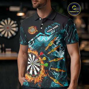 Personalized Turquoise Dartboard Fire Marble Darts Shirt For Men Custom Darts Team Jersey Outfit TDM5097