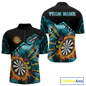 Personalized Turquoise Dartboard Fire Marble Darts Shirt For Men Custom Darts Team Jersey Outfit TDM5097