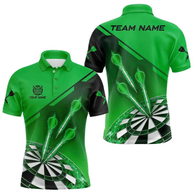 Personalized Green Dart Jerseys Polo & Quarter Zip Shirt For Men Custom Dart Shirts Team Uniform TDM3084