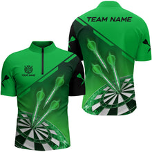 Load image into Gallery viewer, Personalized Green Dart Jerseys Polo &amp; Quarter Zip Shirt For Men Custom Dart Shirts Team Uniform TDM3084