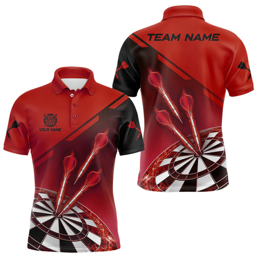 Personalized Red Dart Jerseys Polo & Quarter Zip Shirt For Men Custom Dart Shirts Team Uniform TDM3085