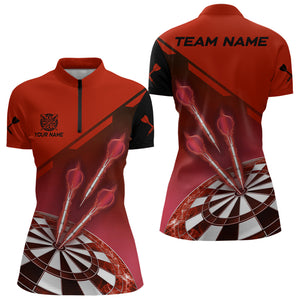 Personalized Red Dart Jerseys Polo & Quarter Zip Shirt For Women Custom Dart Shirts Team Uniform TDM3085