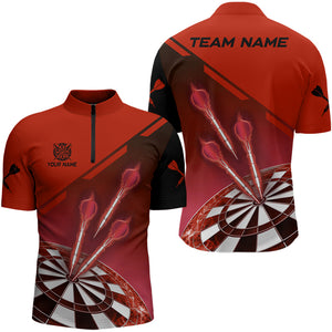 Personalized Red Dart Jerseys Polo & Quarter Zip Shirt For Men Custom Dart Shirts Team Uniform TDM3085