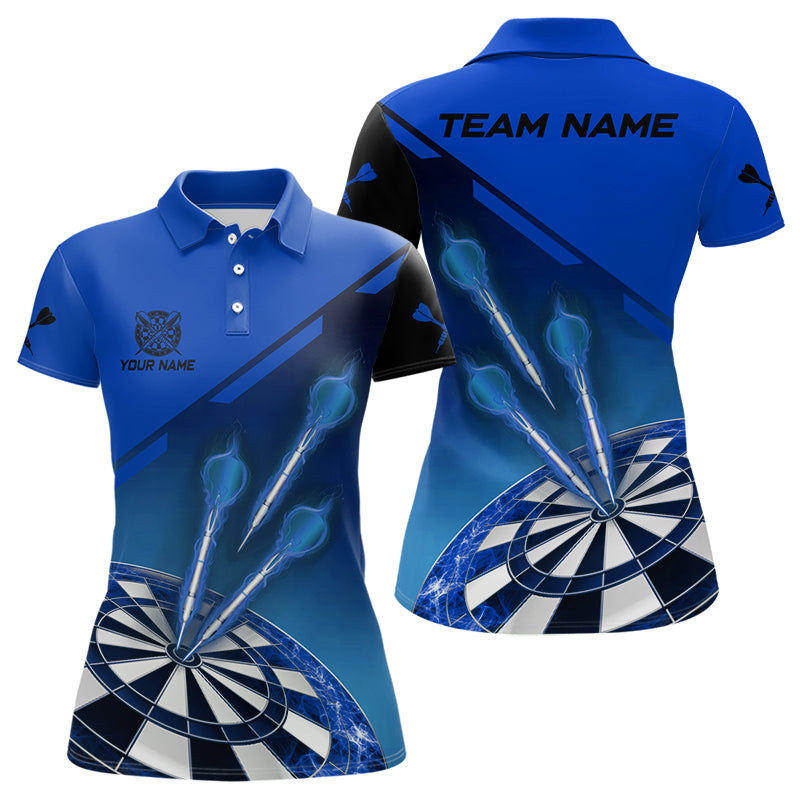 Personalized Blue Dart Jerseys Polo & Quarter Zip Shirt For Women Custom Dart Shirts Team Uniform TDM3086