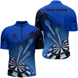 Personalized Blue Dart Jerseys Polo & Quarter Zip Shirt For Men Custom Dart Shirts Team Uniform TDM3086