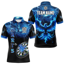 Load image into Gallery viewer, Personalized Lightning Thunder Custom Flaming Phoenix Dart Shirts For Men, Dart Jerseys |Blue TDM3087