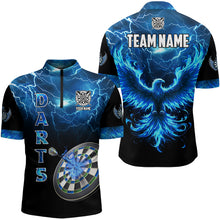 Load image into Gallery viewer, Personalized Lightning Thunder Custom Flaming Phoenix Dart Shirts For Men, Dart Jerseys |Blue TDM3087