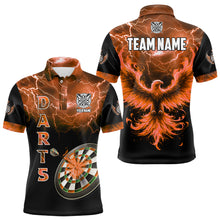 Load image into Gallery viewer, Personalized Lightning Thunder Custom Flaming Phoenix Dart Shirts For Men, Dart Jerseys |Orange TDM3088