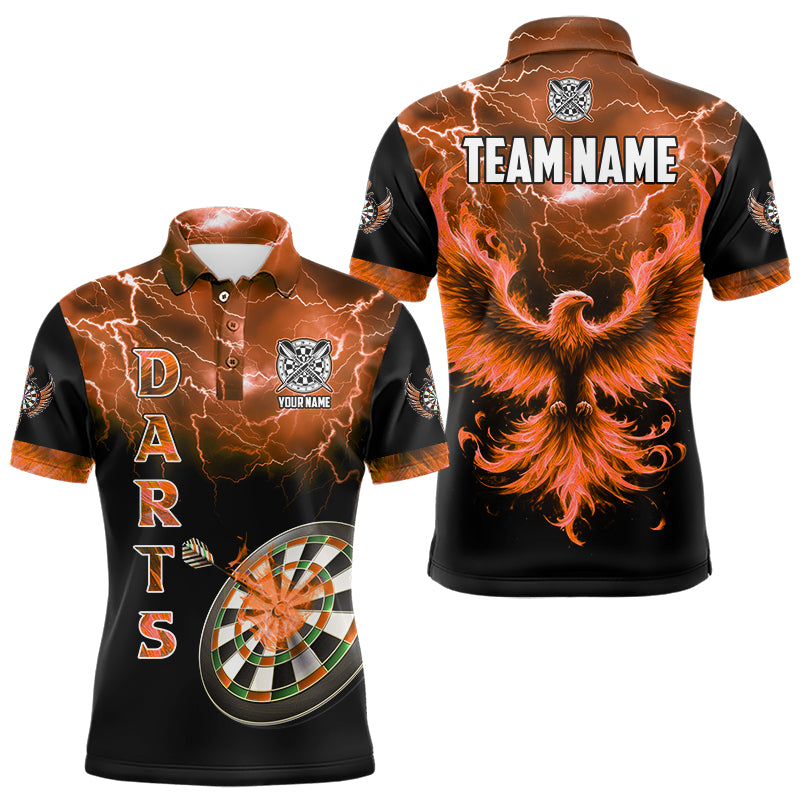 Personalized Lightning Thunder Custom Flaming Phoenix Dart Shirts For Men, Dart Jerseys |Orange TDM3088