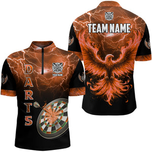 Personalized Lightning Thunder Custom Flaming Phoenix Dart Shirts For Men, Dart Jerseys |Orange TDM3088