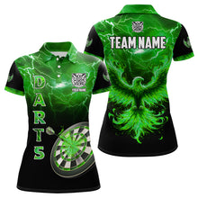 Load image into Gallery viewer, Personalized Lightning Thunder Custom Flaming Phoenix Dart Shirts For Women, Dart Jerseys |Green TDM3089