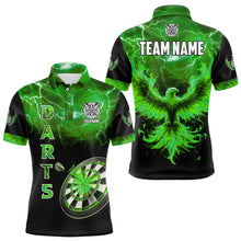 Load image into Gallery viewer, Personalized Lightning Thunder Custom Flaming Phoenix Dart Shirts For Men, Dart Jerseys |Green TDM3089