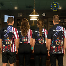 Load image into Gallery viewer, American Flag Funny 8 Ball Pool Billiard Shirt For Men Custom Patriotic Billiard Team Jersey TDM5576