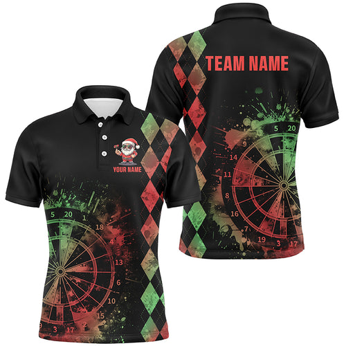 Green And Red Grunge Dartboard Custom Argyle Pattern Men Dart Shirts, Funny Christmas Dart Jerseys TDM2849