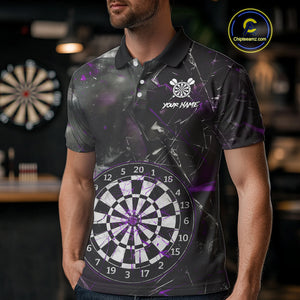 Personalized Purple Break Glass Darts Shirt For Men Custom Darts Team Jersey Polo & 1/4 Zip TDM5101