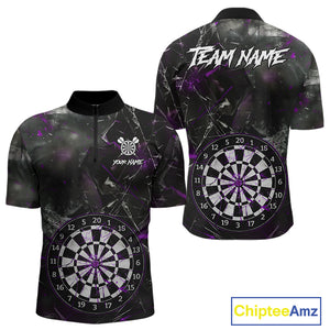 Personalized Purple Break Glass Darts Shirt For Men Custom Darts Team Jersey Polo & 1/4 Zip TDM5101