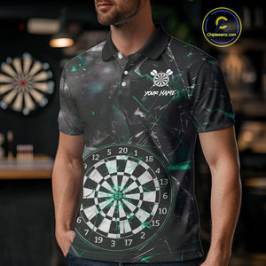 Personalized Turquoise Break Glass Darts Shirt For Men Custom Darts Team Jersey Polo & 1/4 Zip TDM5102