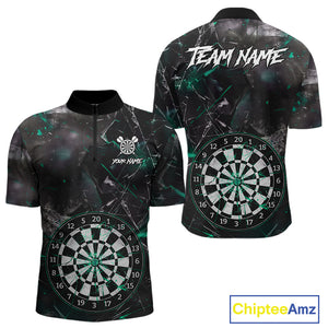 Personalized Turquoise Break Glass Darts Shirt For Men Custom Darts Team Jersey Polo & 1/4 Zip TDM5102