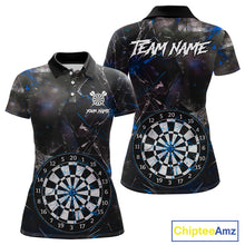 Load image into Gallery viewer, Personalized Blue Break Glass Darts Shirt For Women Custom Darts Team Jersey Polo &amp; 1/4 Zip TDM5103