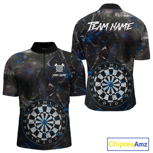 Personalized Blue Break Glass Darts Shirt For Men Custom Darts Team Jersey Polo & 1/4 Zip TDM5103