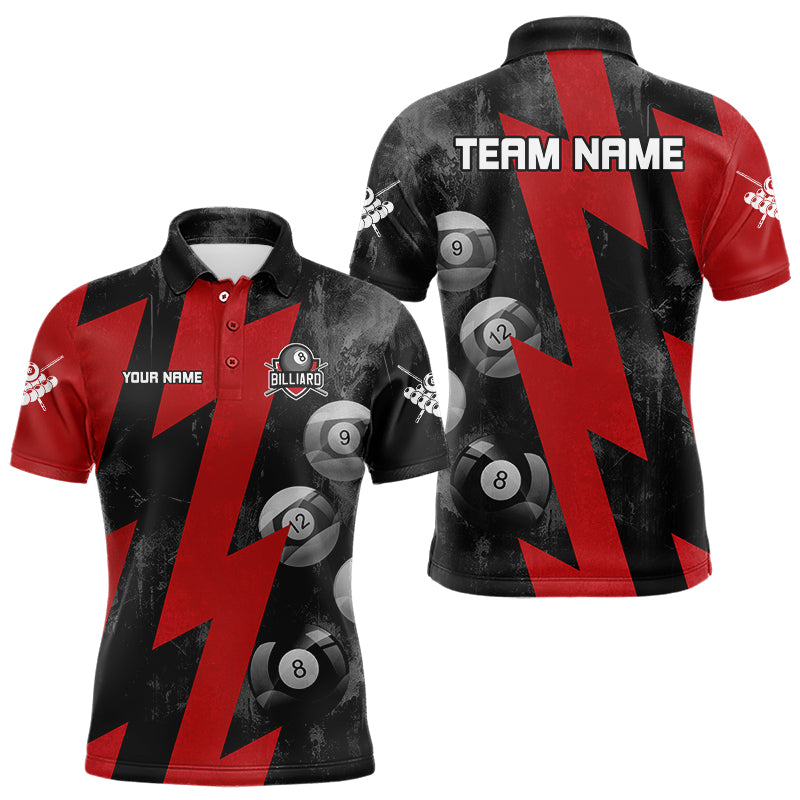 Red Billiard Thunder Polo & Quarter Zip Shirts For Men, Billiard Jerseys Best Billiard Team Shirts TDM3097