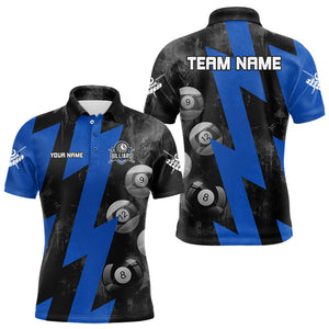 Blue Billiard Thunder Polo & Quarter Zip Shirts For Men, Billiard Jerseys Best Billiard Team Shirt TDM3098