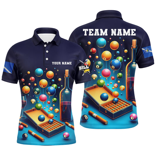 Personalized Billiard Games Las Vegas Flag Men Polo Shirts, Pool Balls Team League Billiard Shirts TDM0998