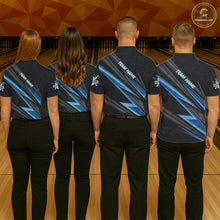 Load image into Gallery viewer, Black And Blue Bowling Jersey For Men Custom Bowling Tournament Team Shirt Polo &amp; 1/4 Zip TDM5821