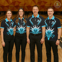 Load image into Gallery viewer, Custom Blue Bowling Jersey For Women, Crystal Lighting Bowling League Shirt Team Polo &amp; 1/4 Zip TDM6429