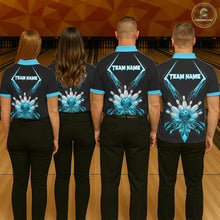 Load image into Gallery viewer, Custom Blue Bowling Jersey For Women, Crystal Lighting Bowling League Shirt Team Polo &amp; 1/4 Zip TDM6429