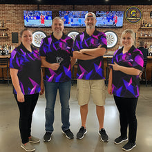 Load image into Gallery viewer, Custom Darts Shirts For Men, Pink And Purple Geometric Darts League Team Jersey Polo &amp; Quarter Zip TDM6628