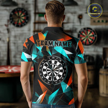 Load image into Gallery viewer, Custom Darts Shirts For Men, Orange And Turquoise Geometric Darts Team Jersey Polo &amp; Quarter Zip TDM6629
