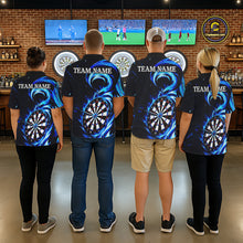 Load image into Gallery viewer, Black And Blue Flame Darts Shirt For Men, Custom Darts League Team Jersey Polo &amp; Quarter Zip TDM6631