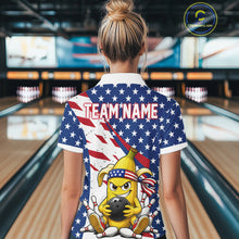 Load image into Gallery viewer, Funny Banana American Flag Bowling Jersey For Women, Custom Patriotic Bowling Shirts Polo &amp; 1/4 Zip TDM6636
