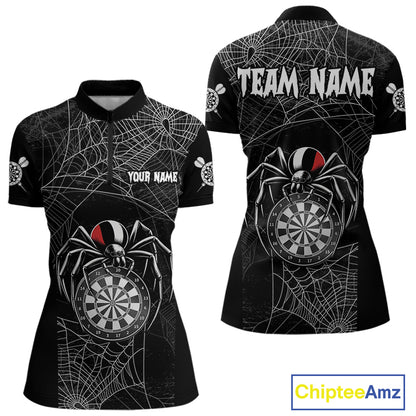 Funny Black Dartboard Spider Web Darts Shirt For Women Custom Halloween Darts Jerseys Outfit TDM4447