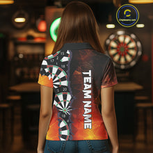 Load image into Gallery viewer, Personalized Fiery Orange Dartboard Crack Darts Shirt For Women, Funny Darts Jersey Polo &amp; 1/4 Zip TDM4449